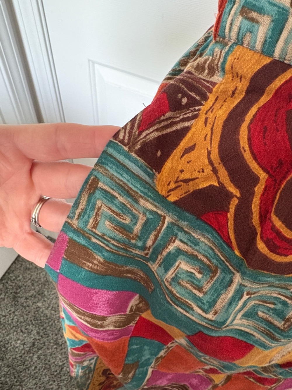 Requirements Multicolor Geometric Patchwork Print Midi Skirt - Picture 4 of 12